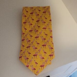 Brooks Brothers 100% silk Made in USA Vibrant Flamingo Patterned Tie